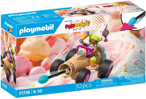 PLAYMOBIL | Fun Stars | Raging Ice Cream Cone | Speelgoed vanaf 4 jaar | Cadeau voor kinderen | Speelgoedauto | Met terugtrekmotor & schietfunctie | 71717