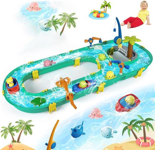 Watertafel voor kinderen - Buitenspeelgoed met 2 boten en accessoires - Zand- en waterspeeltafel voor buiten - Zomerspeelgoed voor meisjes en jongens