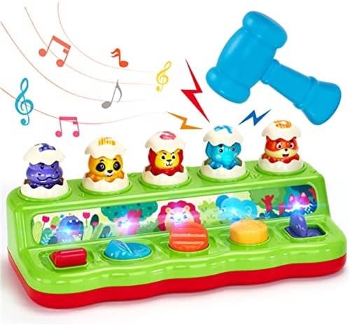 Speelgoed voor baby's, 1 jaar, Montessori-speelgoed met muziek en lichten voor kinderen, 1, 2, 3, 4 jaar, meisjes, jongens, pop-up speelgoed met dieren en kleuren, perfect voor