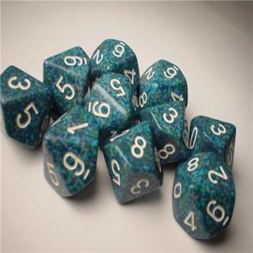 Chessex Sea Speckled D10 Dobbelsteen Set (10 stuks)