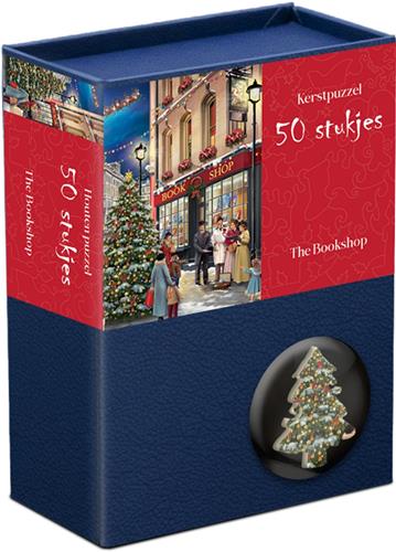 Houten Kerstpuzzel - The Bookshop - 50 stukjes 13,5×12cm (b×h) - Tucker's Fun Factory Legpuzzels
