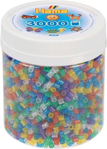 Hama strijkkralen glittermix pot - 3000 stuks creatief speelgoed.