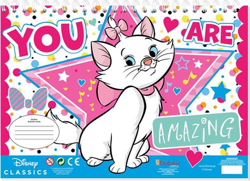 Disney kleurboek Marie Cat met stickers en stencil - schetsboek creatief.