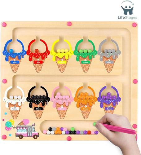 LifeStages - Magnetisch Doolhof - Montessori-Speelgoed Voor Jongens En Meisjes - Magnetisch Doolhof - Kleuren En Getallen Sorteren - Cadeau Voor 3 4 Jaar - Fijne Motoriek - Educatief Peuterspeelgoed