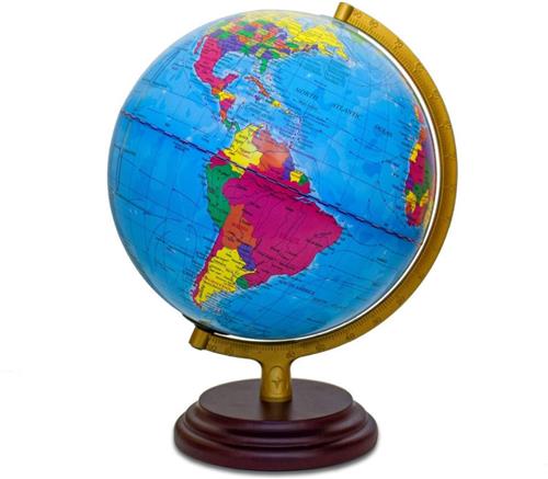 Wereldbol Met Verlichting - Led Lamp Kinderen - Bureaulamp - Blauw