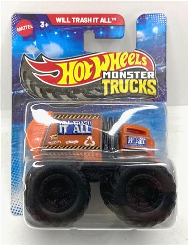 HOT WHEELS WILL TRASH IT ALL HOT ORANGE 1:64 HW MONSTER TRUCKS HFB96