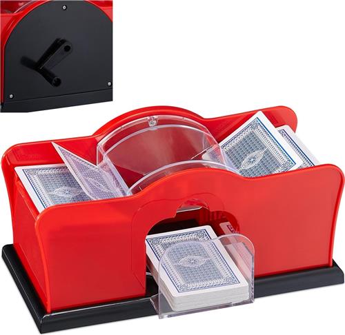 Relaxdays kaartenschudmachine - schudmachine kaarten - kaart schudder - rood - handmatig