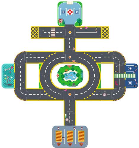 Djeco puzzel stad - reuzenpuzzel 33 stukjes voor kinderen.