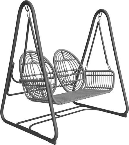 Tuinschommel  2-Zits Tuinbank Schommel  Buitenbank  Schommelbank  Metaal Frame  Weerbestendig  320 Kg Draagkracht - Grijs