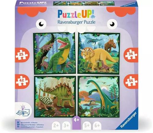 Puzzle UP! Dinosaurier - 4x Kinderpuzzle mit 25, 36, 42 und 56 Teilen, inklusive Wissensheft - für neugierige Entdecker ab 4 Jahren