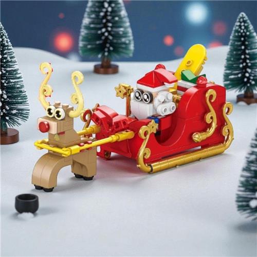 Bouw zelf een feestelijk tafereel met rendier en kerstkoets van steentjes