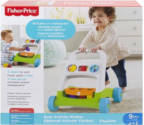 FISHER-PRICE My Basic Baby Walker met activiteitenbord om baby te vermaken en zittend of staand te spelen - 9 maanden en +