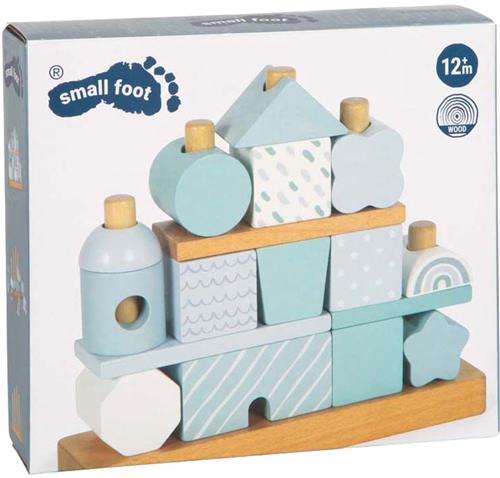 Small Foot - Houten Stapelhuis Blauw - 18dlg.