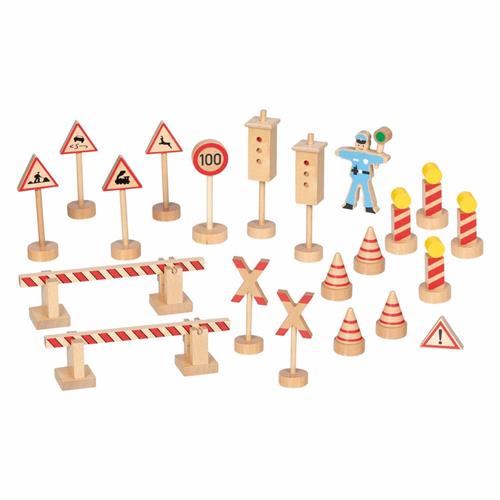 Goki Houten Verkeersborden Set - 21dlg.