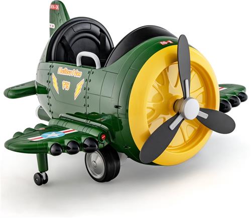 COSTWAY Elektrische auto voor kinderen in vliegtuiglook, elektrisch vliegtuigopzitje met afstandsbediening, kindervoertuig met joysticks en draagvlakken en propellers, voor kinderen vanaf 3 jaar