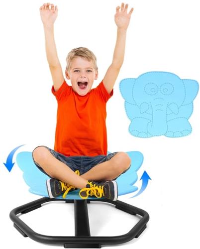 Fubzz Kinderdraaistoel 360° - Spin Stoel Voor Kinderen - Zintuiglijk Balans Speelgoed - Ergonomisch Comfort - Stevige Metaalbasis - Blauw