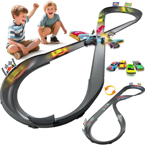 Fubzz Crash Racers Racebaan - Elektrische Race Track Set - Oplaadbare Raceautos - Speed Collision Baan - 2-Speler Racing Speelgoed