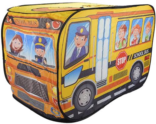 Fubzz Kindertent Schoolbus - Speeltent Bus Voor Kinderen - Opvouwbaar Speelhuis Binnen Indoor - Ademend Dak - Polyester Speelgoedtent