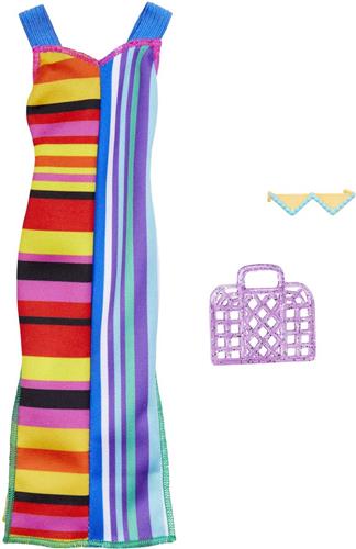 Barbie Kleding Outfit - Gestreepte Jurk met Handtas en Zonnebril