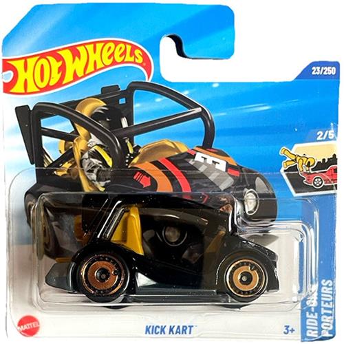 HOT WHEELS KICK KART BLACK GOLD 23/250 HW RIDE ONS PORTEURS 2/5 1:64 SHORT CARD