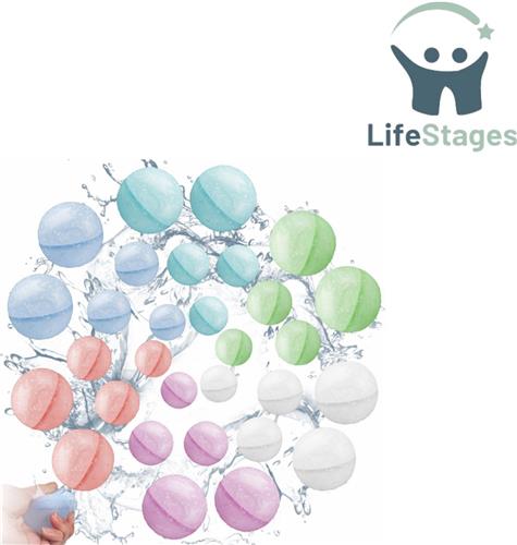 LifeStages - Waterballonnen - Waterballonnen Herbruikbaar - 30 Stuks Water Bommen Herbruikbaar - Zelfdichtende Water Bommen Set - Herbruikbare Water Bommen voor Zwembad Speelgoed, Kinderfeestje, Strand Speelgoed, Familiespel
