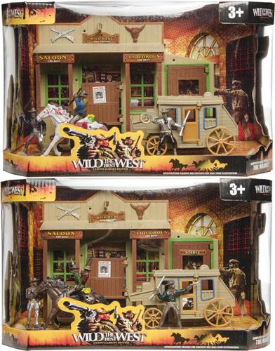 Cowboy en indianen speelset met saloon en koets