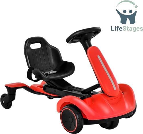 LifeStages - drift kart - 6V Elektrische Skelter - Steekwagen met 2-voudig Verstelbare Zitting - Rood