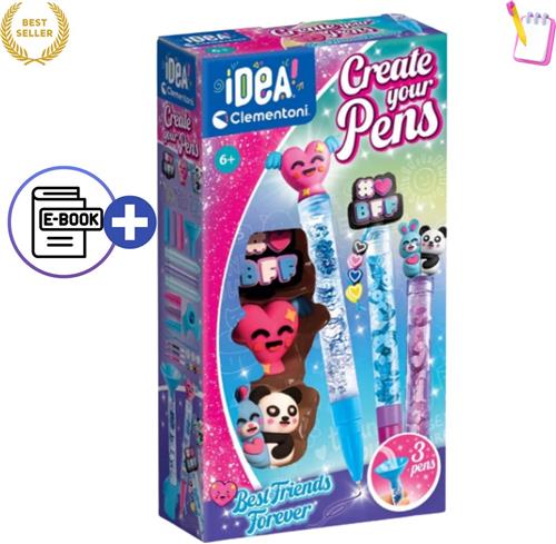 Clementoni Idea Art Mini Factory Best Friends Pen Creators  DIY Vriendschap Pennen Maken voor Kinderen  Creatief Knutselpakket met Kleurrijke Inktpatronen, Schattige Figuren en Decoraties  Set voor Creatieve Jongens en Meisjes PremiumKit Met Ebook