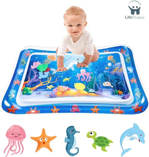 LifeStages - Waterspeelmat - BPA-Vrije Water Play Mat Baby Speelgoed 3 6 9 Maanden Baby Water Play Mat Baby Opblaasbare Play Mat Tummy Time Mat Baby Mat Kruipen Mat Water Mat