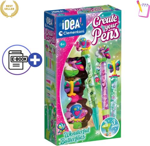 Clementoni Idea Art Mini Factory Butterfly Pen Creators  DIY Vlinder Pennen Maken voor Kinderen  Creatief Knutselpakket met Kleurrijke Inktpatronen, Vlinderfiguren en Decoraties  Speelgoed 6 jaar - Voor Creatieve Jongens en Meisjes Met Ebook