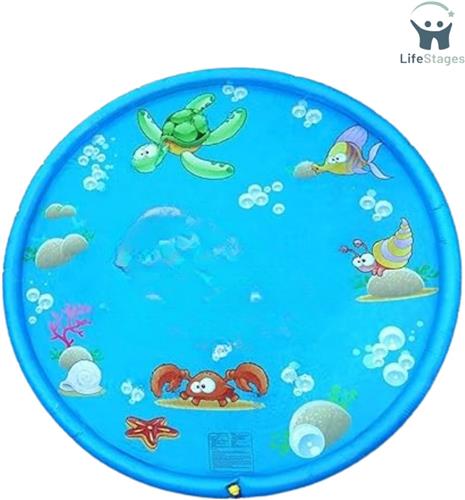 LifeStages - Waterspeelmat - Sproeier Water Speel Mat - Water Speelgoed Kinderspeelgoed Voor Buitentuin - Sproeier Pad Zomerspeelgoed Voor Kinderen Vanaf 2 3 Jaar En Huisdieren