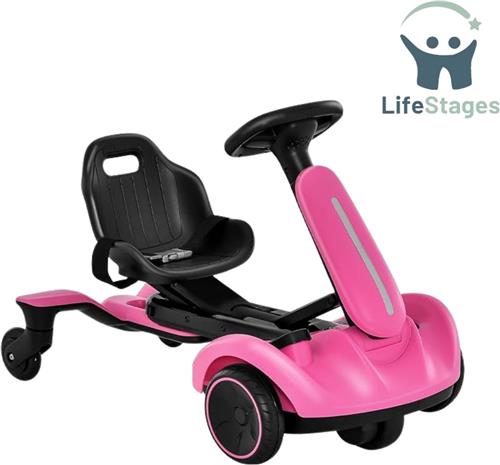 LifeStages - drift kart - 6V Elektrische Skelter - Steekwagen met 2-voudig Verstelbare Zitting - Roze