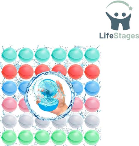LifeStages - Waterballonnen - 36 Stuks Zelfsluitende Water Bommen voor Kinderen - Water Bommen Herbruikbaar - Water Ballonnen Zwembad Speelgoed - Waterspeelgoed voor Zomerfeest, Watergevecht, Familiespel, Buiten