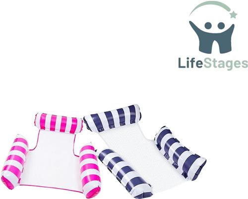 LifeStages - Floaties voor in Het Zwembad - Opblaasbare Zwembadmatras - Zwembad Drijvende Stoel - Zwembad Hangmat voor Volwassenen en Kinderen