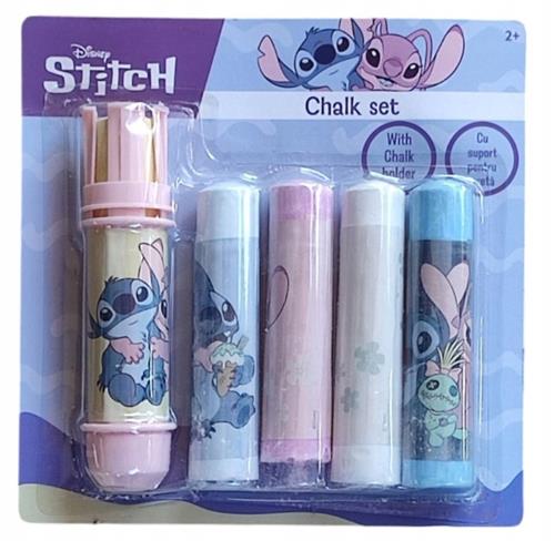 Disney Stoepkrijt - Buiten Spelen - Thema: Lilo & Stitch - 5 Kleuren & Stoepkrijthouder voor Schone Handen - Buiten Speelgoed - Tuin Speelgoed - Creatief Speelgoed - Cadeau voor Jongens & Meisjes - Handvat + Stoepkrijt - Disney Lilo & Stitch