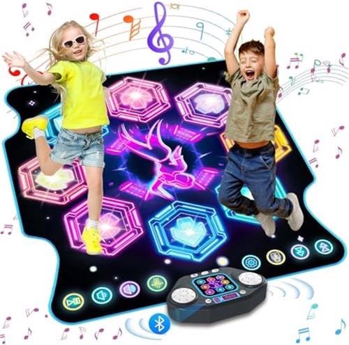 PolkaHome Dansmat voor meisjes, interactive dansmat met 8 LED lampen en Bluetooth