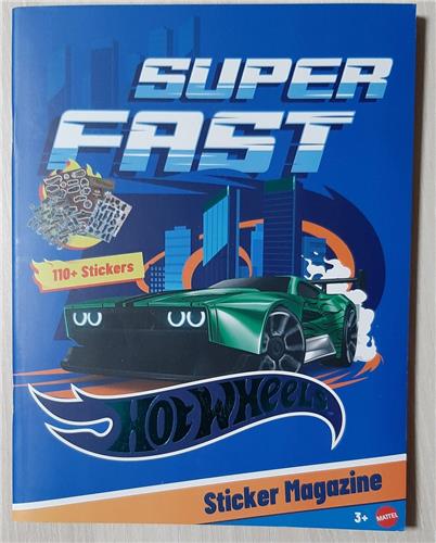 Mattel Hotwheels sticker Magazine - Superfast stickerboek - Hot Wheels - 110+stickers herbruikbaar - 9 achtergronden - boekje