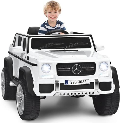 COSTWAY Mercedes-Benz Maybach Elektrische kinderauto, 12 V, met muziek, claxon en ledverlichting, 2,5-5,5 km/u, incl. 2,4 G-afstandsbediening, voor kinderen vanaf 3 jaar (wit)