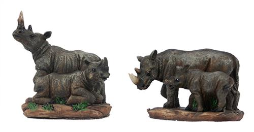 PIA Soft Toys - Set van 2 Neushoorn Speelfiguren - 2 ass. - 7, 5 cm