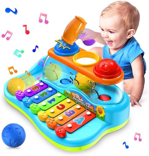 Baby-Xylofoon Met Ballen En Hamer - Muzikaal Speelgoed 6-12 Maanden - Educatief Baby Speelgoed Voor Jongens En Meisjes - Interactief Houten Speelgoed