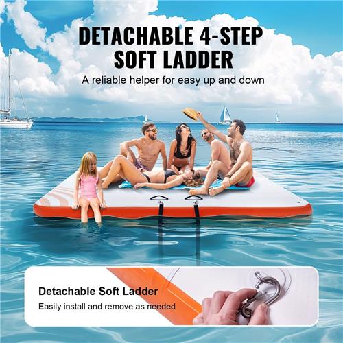 Drijvend Dock  Drijvend Platform  Opblaasbaar Platform  Waterplatform  Zwemplatform  3,05 x 3,05 Meter  Duurzaam PVC Met Ladder
