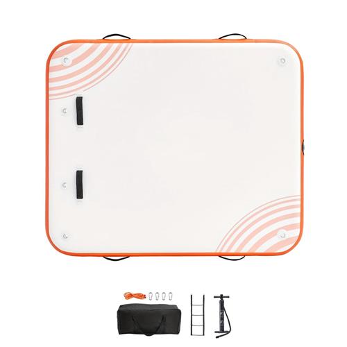 Drijvend Dock  Opblaasbaar Platform  Waterspeelplek  Aanlegsteiger  Zwemsteiger  3,05x3,05 Meter  Stevig PVC  Inclusief Veiligheidsladder