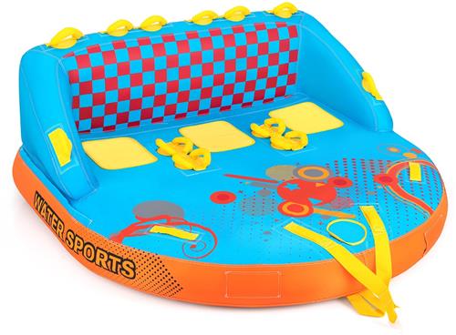 COSTWAY Funtube voor 3 personen, towable tube om op te zitten en te knielen, voor boot