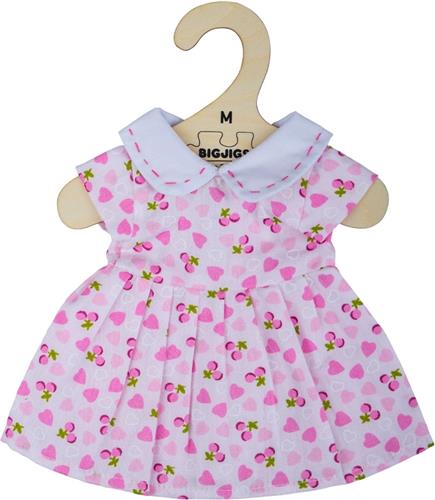 Poppenkleren - Jurk - Wit - Roze hartjes - voor 34cm pop
