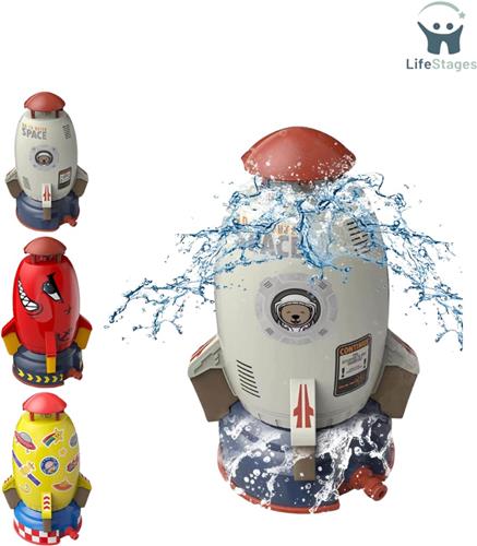 LifeStages - Waterspeelgoed - Rocket Kindersproeier Voor Buiten - Watersproeier - Waterspeeltje Tuin Gazonsproeier Kinderen Buiten - Waterspeeltje Sproeier Voor Kinderen Rocket Vorm