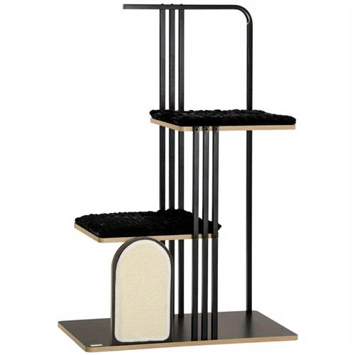 Krabpaal  Kattenkrabpaal  Kattenboom  Kattenmeubel  Kattenhuis  Industrieel Design  128 cm Hoog  Stalen Constructie Met Sisal Krabvlak & Anti-Kantel Veiligheid  Zwart