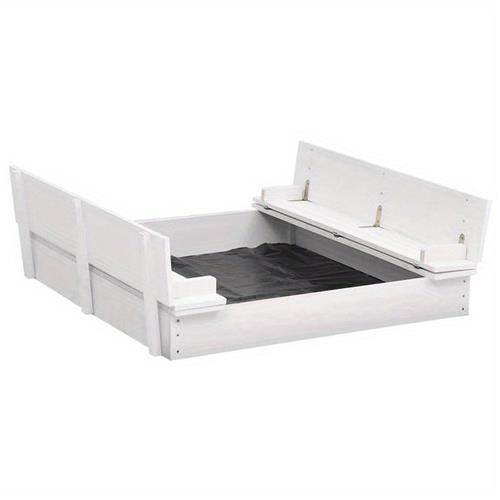 Zandbak  Speelbak  Buitenbak  Zandton  Witte Houten Zandbak  Stevig Dennenhout  95x90x15 cm  Duurzaam Outdoor Speelplezier