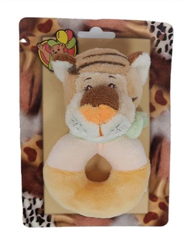 PIA Soft Toys - Tijgerhoofd ratel babypluche - 12 cm