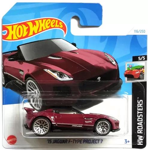 HOT WHEELS '15 JAGUAR F-TYPE PROJECT 7 BURGUNDY RED 116/250 1:64 HW ROADSTERS 5/5