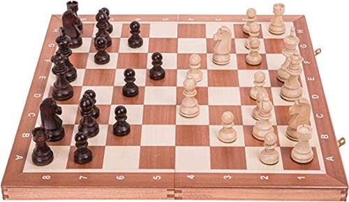 Schaakbord \ Chess figures and chessboard made of wood - Houten schaakspel, draagbaar houten schaakbord Handgemaakt schaakbordspel voor familiefeestactiviteiten